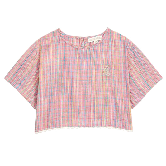62A.GRI-S26-B0076 # Παιδική Κοντομάνικη Μπλούζα Kalistee Pink Pomelo Checks