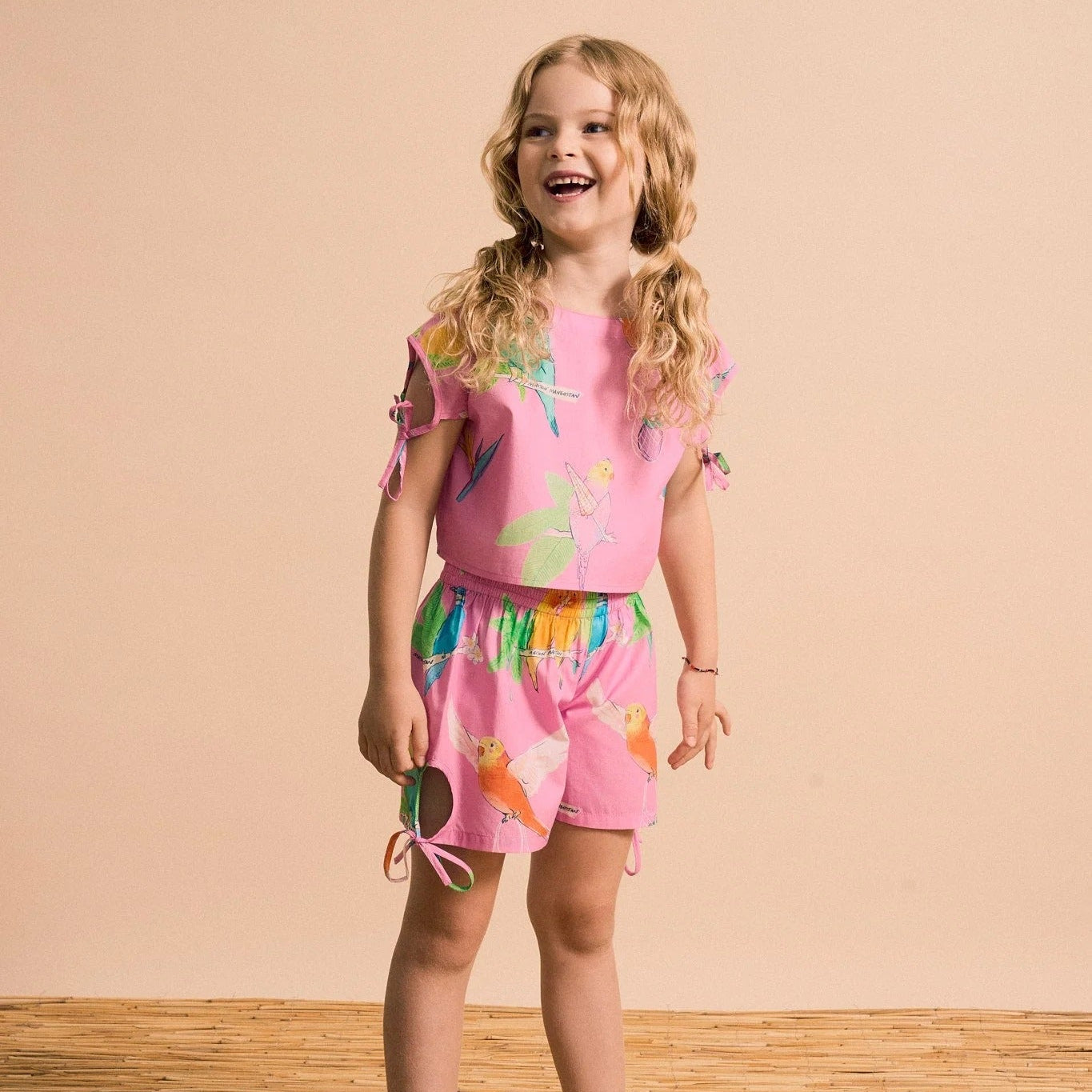 62A.26100815 # Kids Short-Sleeve Top Birds Pink