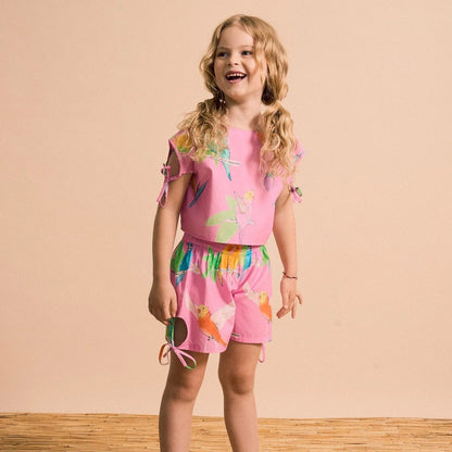 62A.26100815 # Kids Short-Sleeve Top Birds Pink