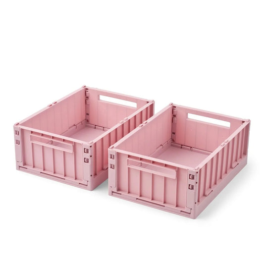 Set of 2 Large Storage Boxes Rose Blush