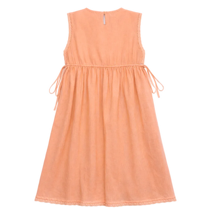 62A.26101300 # Kids Sleeveless Dress with Birds Embroidery Orange