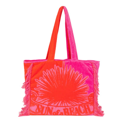 62A.TB/VLV/B/BBP-O # Beach Bag Bicolor Velvet Bubblegum Orange