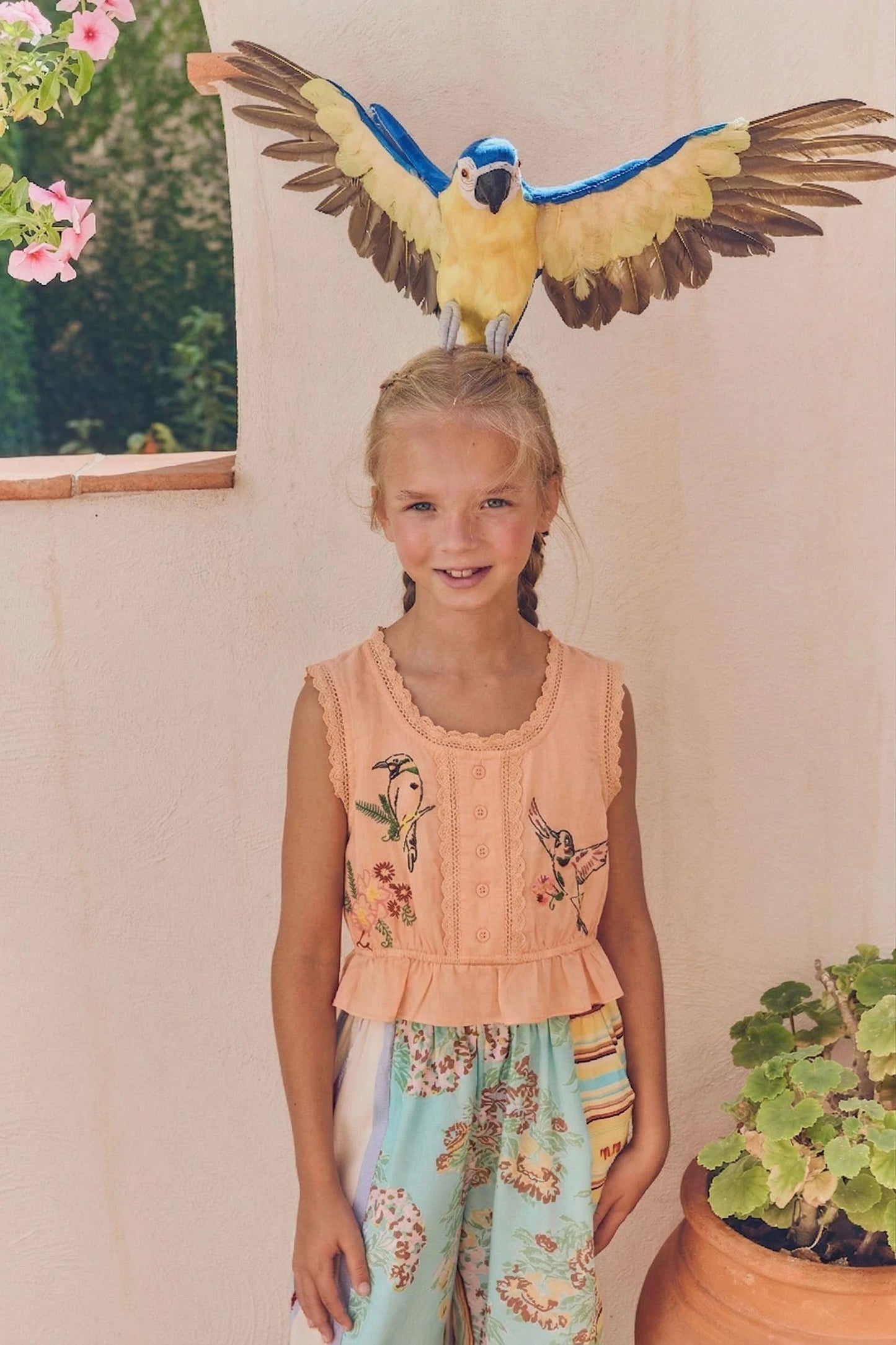 62A.26100811 # Kids Sleeveless Top Birds Orange