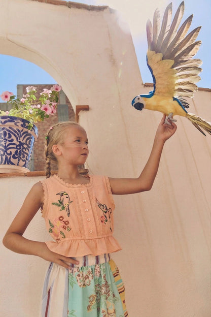 62A.26100811 # Kids Sleeveless Top Birds Orange