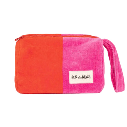 62A.NC/VLV/B/BBP-O # Waterproof Toiletry Bag Cosmo Bicolor Velvet Bubblegum Orange