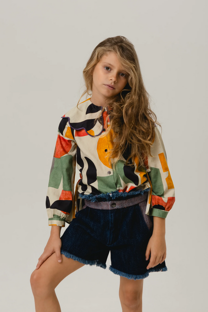 52B.BLO0210001 # Παιδικό Μακρυμάνικο Πουκάμισο Eva Geometrie