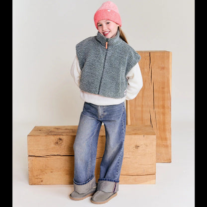 62B.226-1818-850 # Παιδική Κοντομάνικη Ζακέτα Fleece Seilah Thyme