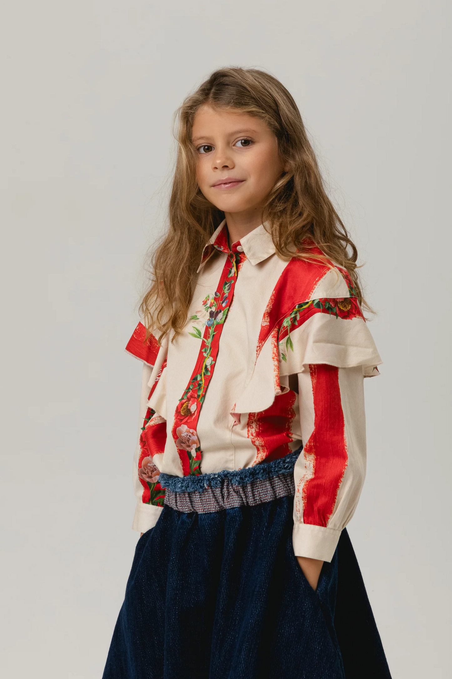52B.BLO0215001_03 # Παιδικό Μακρυμάνικο Πουκάμισο Alicia Blumen