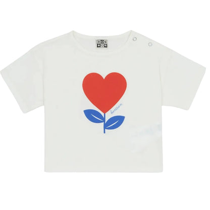 62A.BC10081_110 # Βρεφική Μπλούζα T-Shirt Flower Heart Ecru
