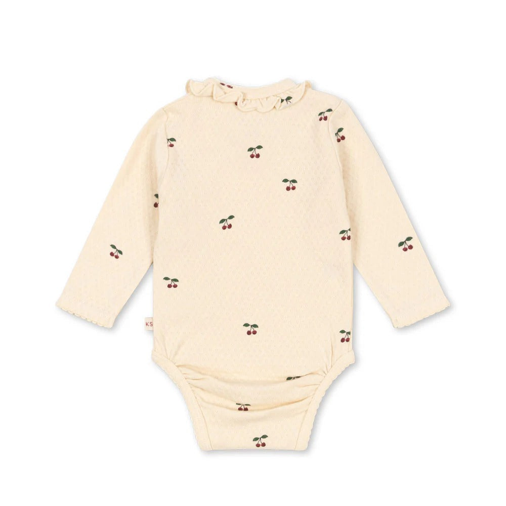 99.KS104004_CHERRY # Baby romper with ruffles CHERRY