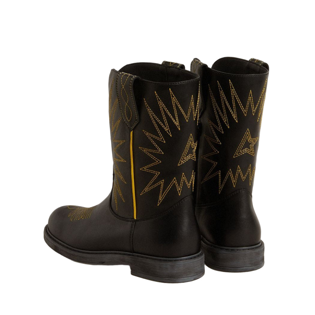 52B.GYF00971.F007674.90327 # Παιδικές Δερμάτινες Μπότες Biker Black