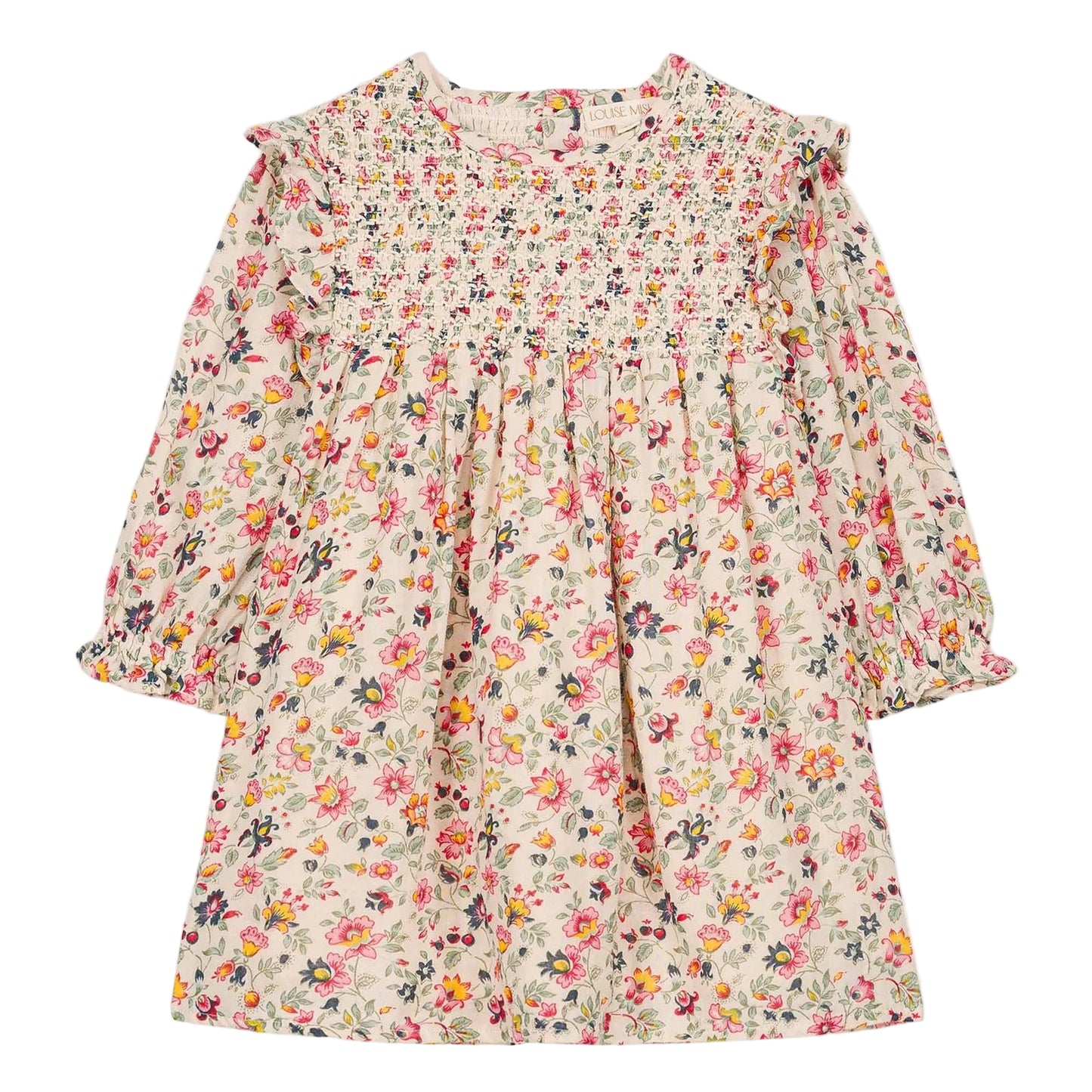 52B.GRI-W25-S0157 # Παιδικό Μακρυμάνικο Φόρεμα Saralou Cream Wild Flowers