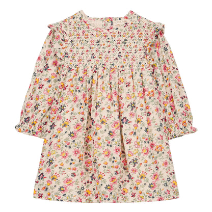 52B.GRI-W25-S0157 # Παιδικό Μακρυμάνικο Φόρεμα Saralou Cream Wild Flowers