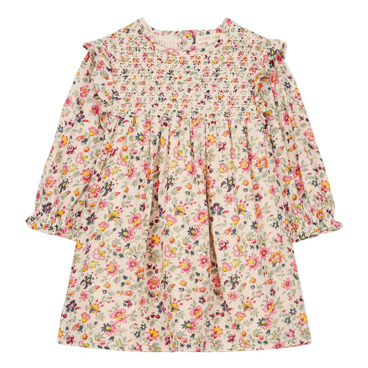 52B.GRI-W25-S0157 # Παιδικό Μακρυμάνικο Φόρεμα Saralou Cream Wild Flowers