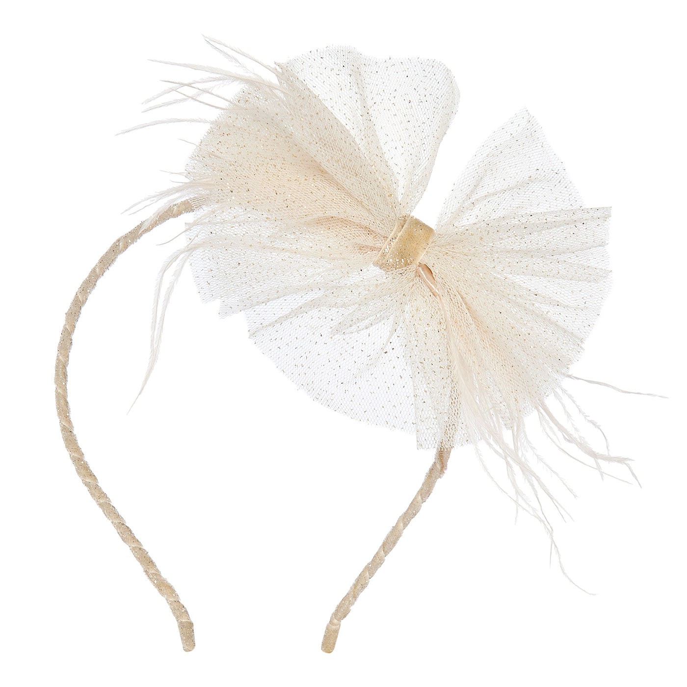 Παιδική Στέκα Μαλλιών Tulle Bow Ostrich Ivory