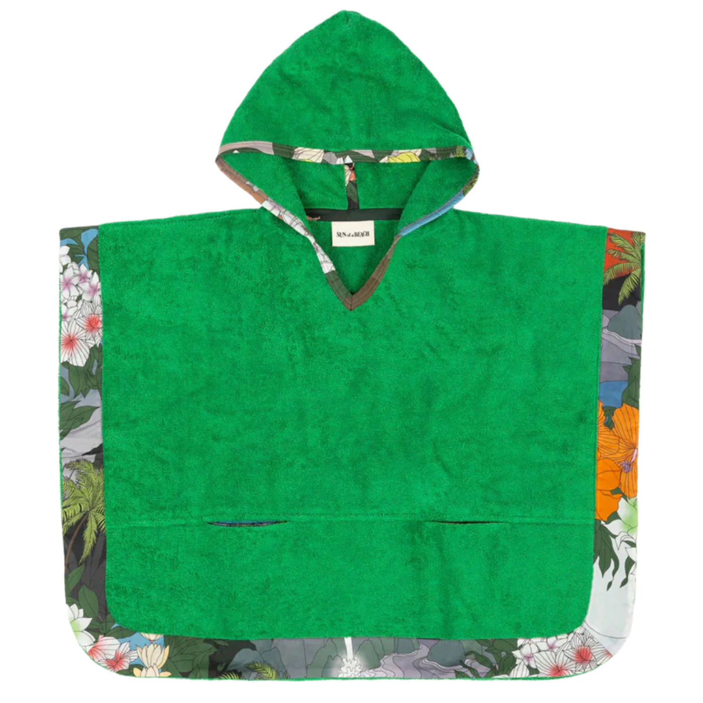 52A.KP/SNT/WAS # Bathrobe Poncho Surf n' Turf Wasabi 