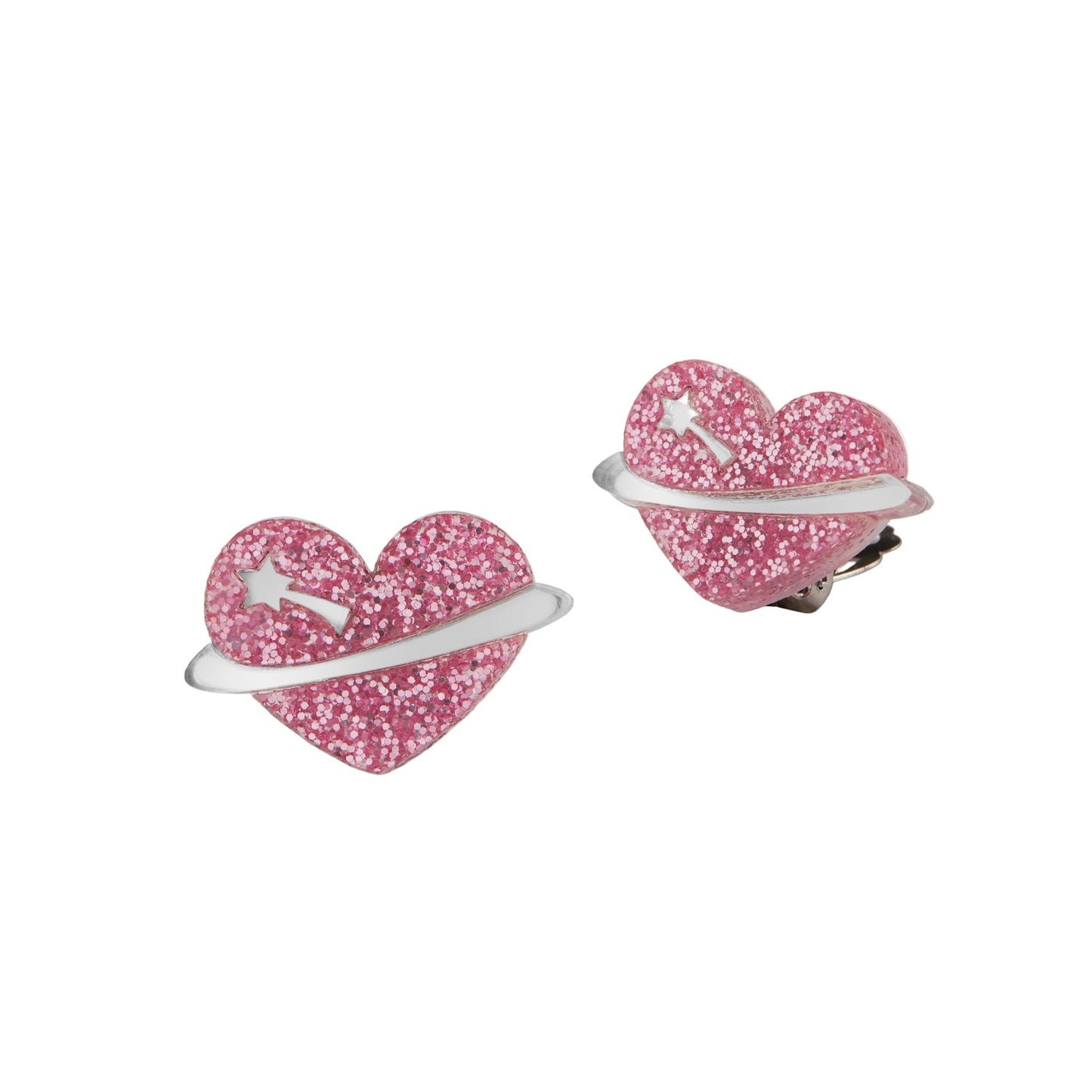 99.EARPLANETSHEARTCLIP # Kids Planet Heart Clip-on Earrings