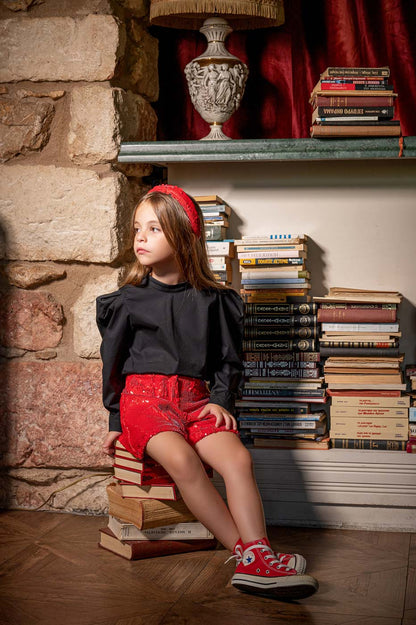 Παιδικό Σόρτς με Παγιέτες Κόκκινο