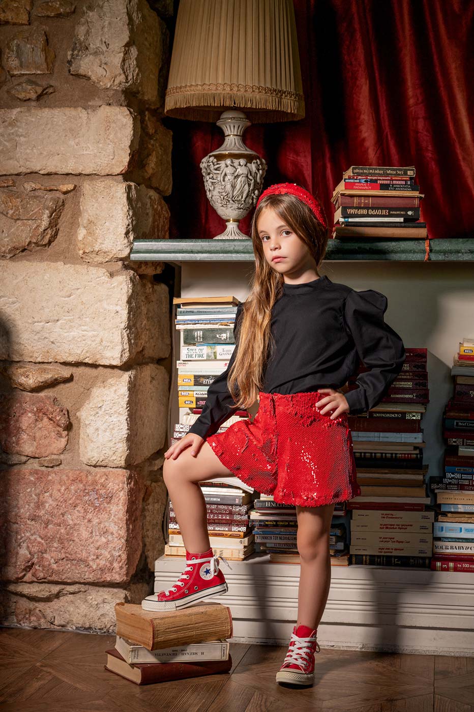 Παιδικό Σόρτς με Παγιέτες Κόκκινο