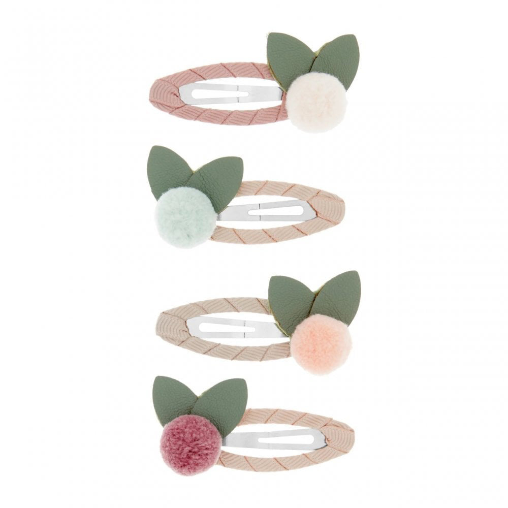 Σετ Παιδικά Κλιπ Μαλλιών Pom Pom Flowers