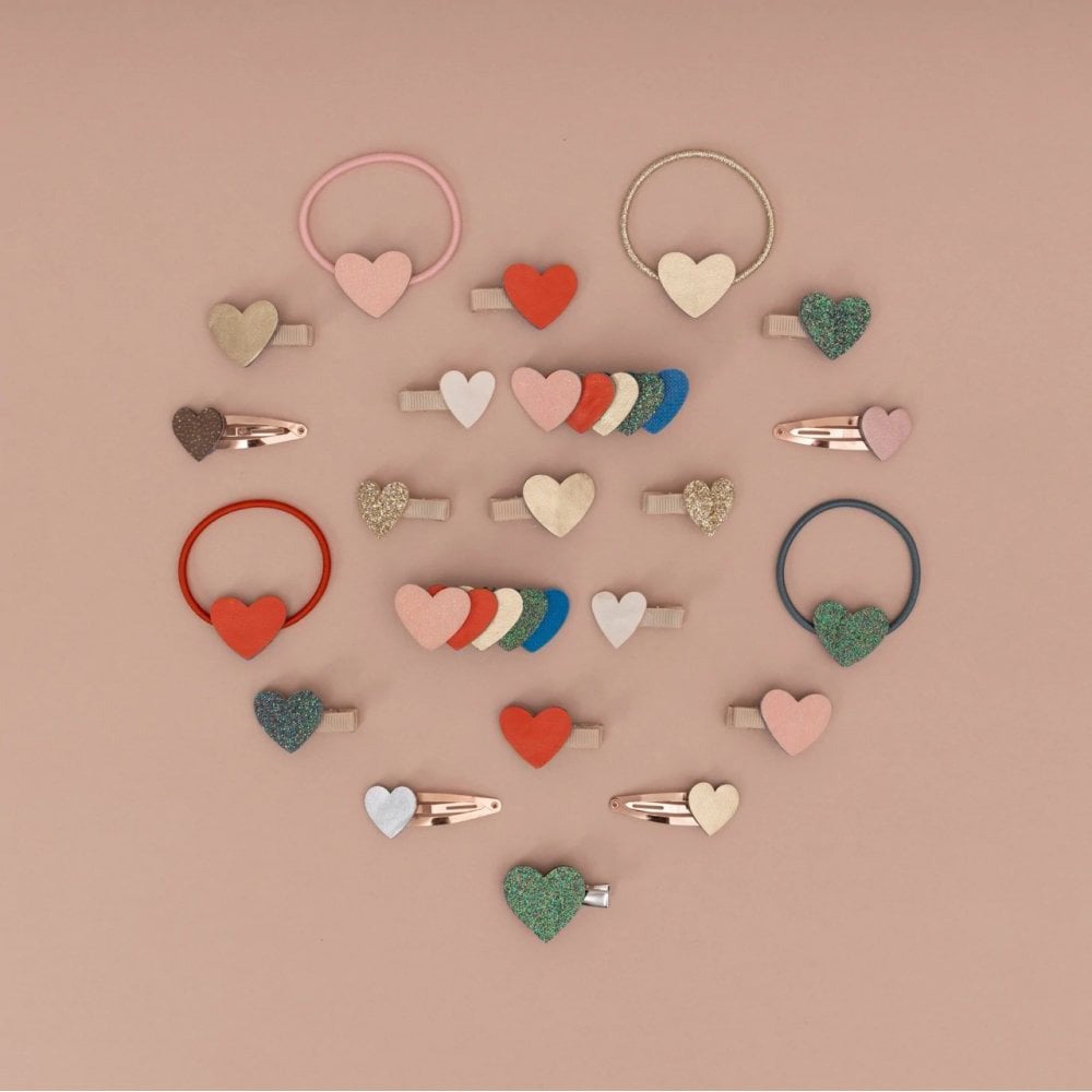 Σετ Παιδικά Κλιπ Μαλλιών Mini Retro Hearts