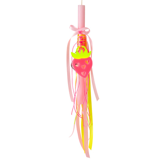 99.CANDLESTRAWBERRY # Λαμπάδα με Μπρελόκ Fluo Strawberry