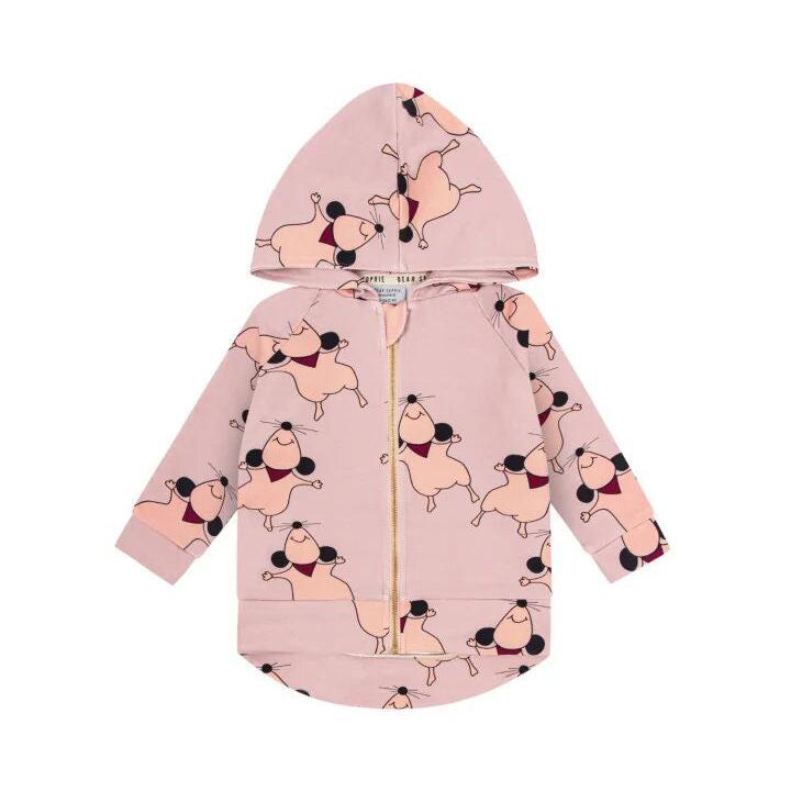 42B.MOUSE_HOODIE # Kids Zipped Hoodie Mouse Pink