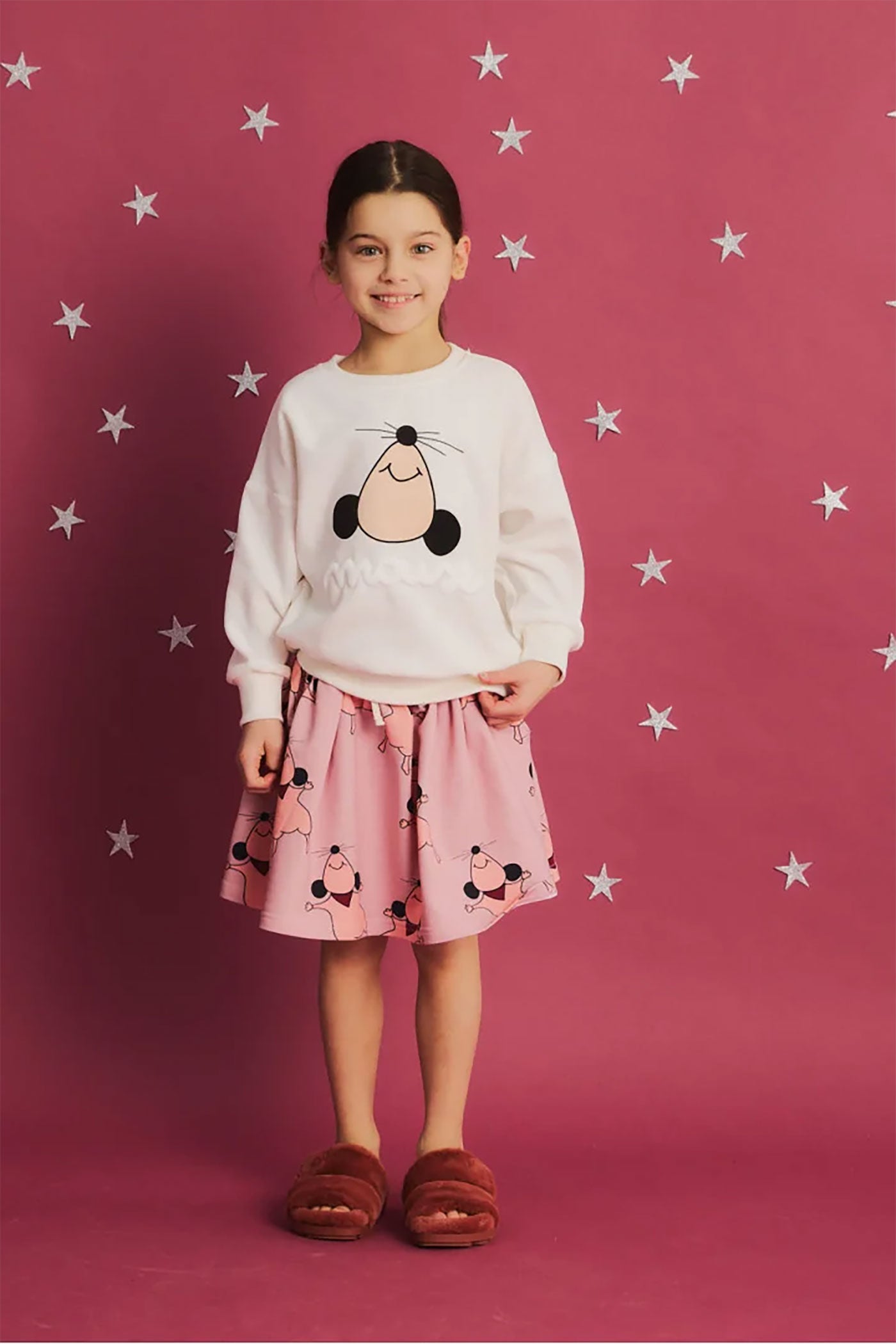 42B.MOUSE_SWEATSHIRT # Kids Sweatshirt Mouse Off White