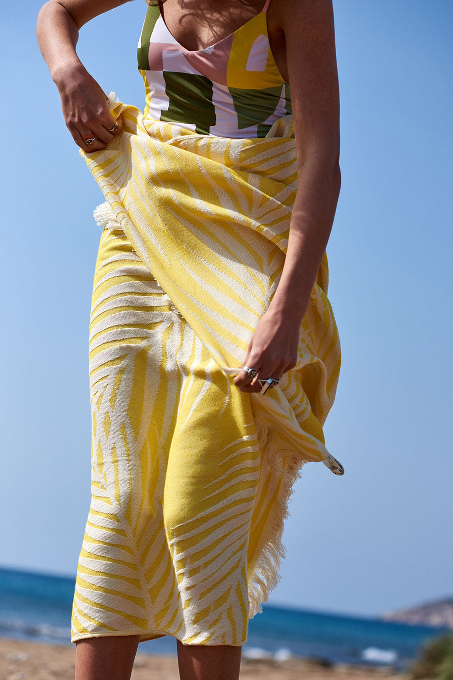 Πετσέτα Θαλάσσης Pareo Palm Springs Yellow