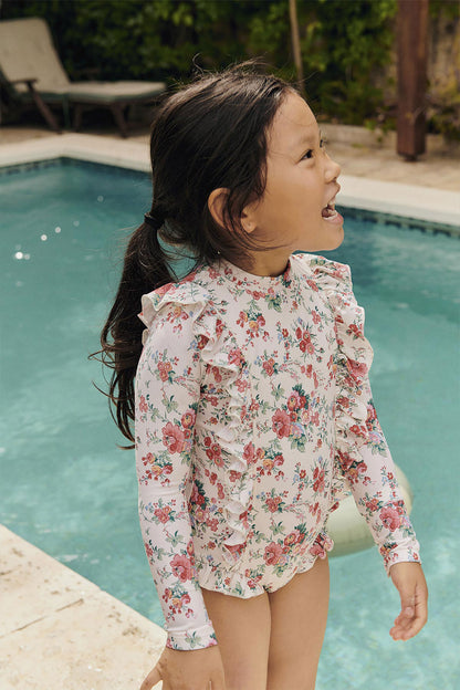 52A.GBC-S25-B0128 # Kids One-Piece Swimsuit Aurelie Cream Rosa Festa