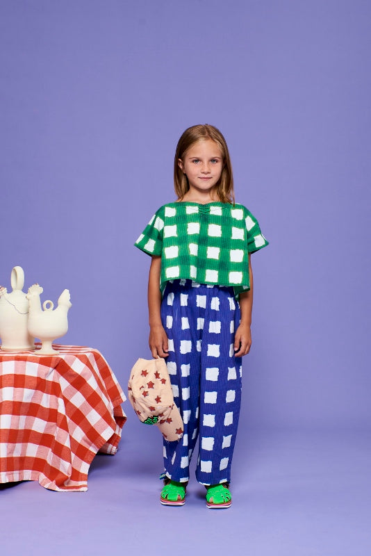 Παιδική Παντελόνα Check White & Blue