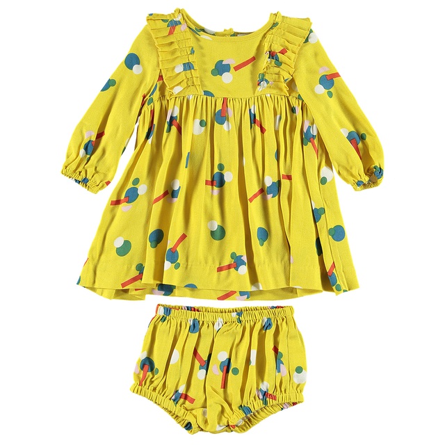 Βρεφικό Φόρεμα Flower Sticker Κίτρινο