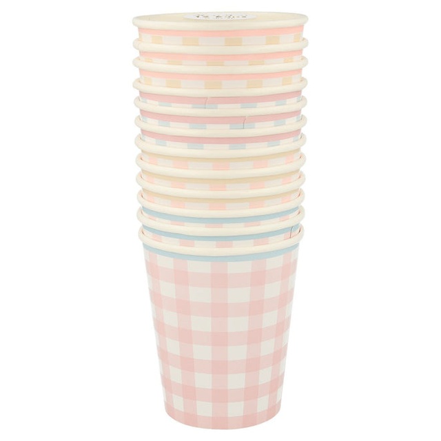 Gingham Paper Cups 