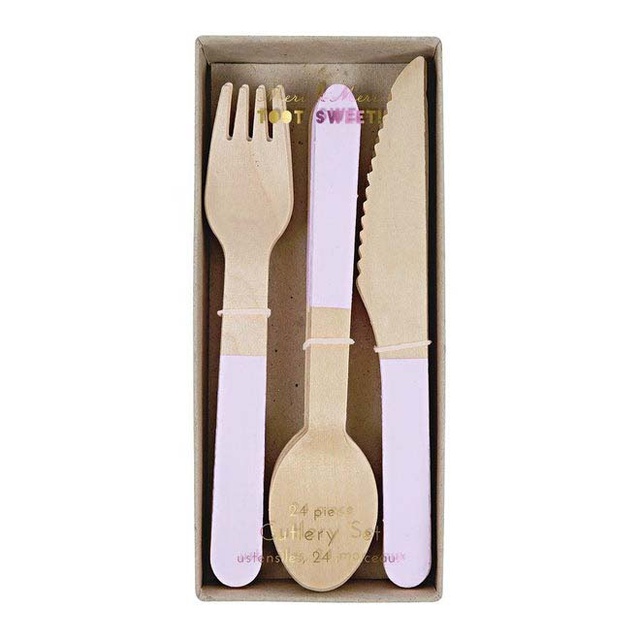 Lilac Wooden Cutlery Set