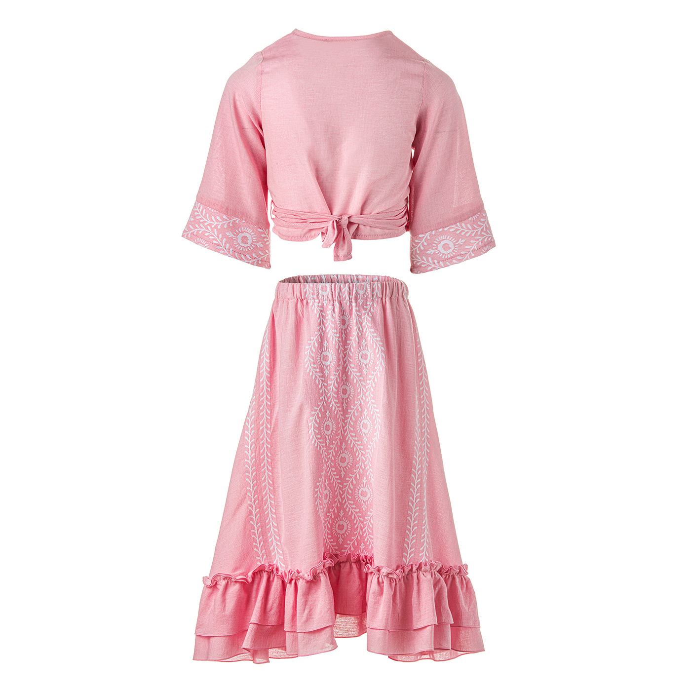 Παιδικό Σετ Μπλούζα & Φούστα Κεντημένο Ροζ