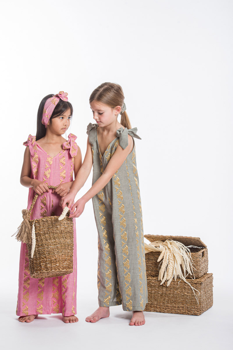 Παιδική Ολόσωμη Φόρμα Υφαντή Φούξια-Χρυσό